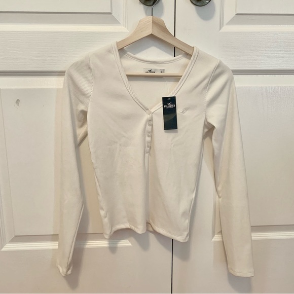 BNWT White ribbed henley - Picture 2 of 7